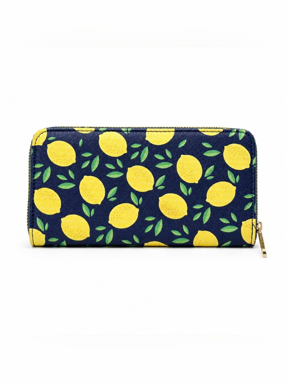 Dabney Lee Navy Lemon Print Zip-Around Wallet
